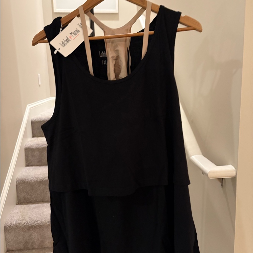 Latched Mama Swing Breastfeeding Nursing Tank Top  - Black 1X